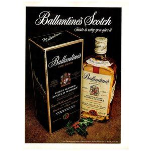 1975 Ballantine's Scotch Taste Is Why You Give It Vintage Print Ad Christmas Art